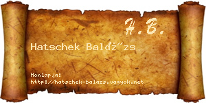 Hatschek Balázs névjegykártya